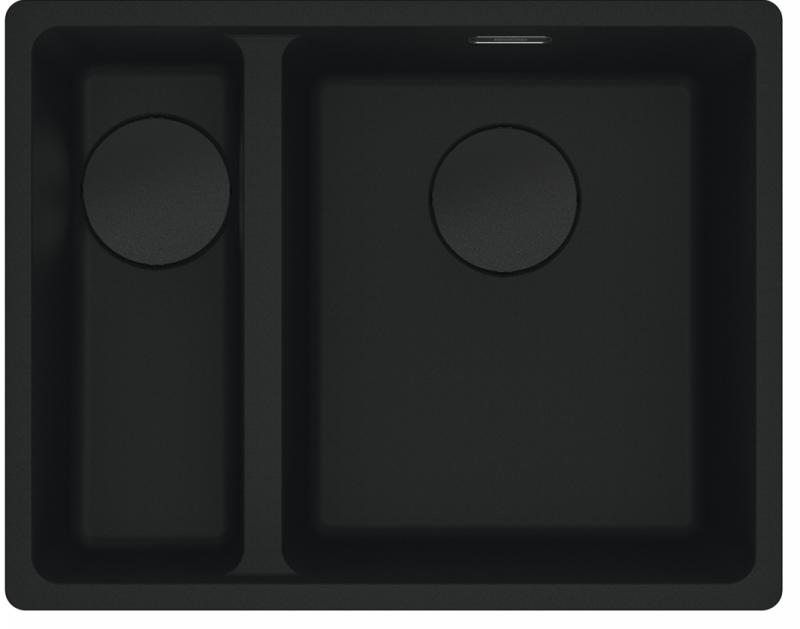 Franke Maris MRG 160-34-15 Fragranite edición negra fregadero mate de montaje inferior con gran pileta a la derecha