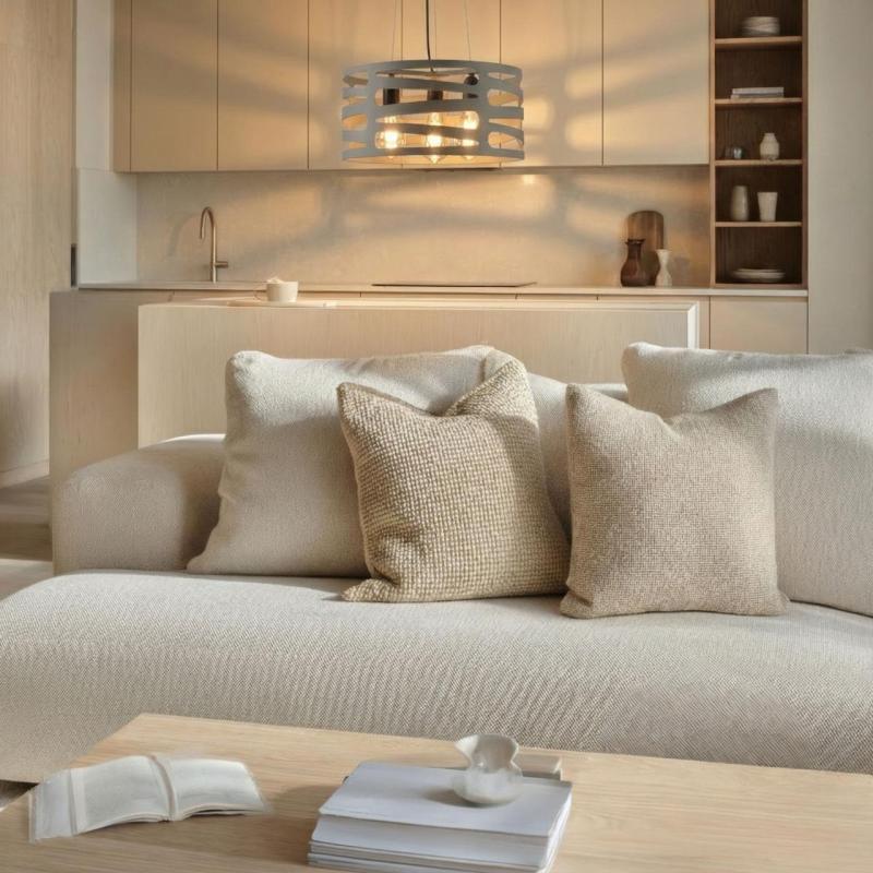 Lámpara de techo Decor Marisa color gris con huecos horizontales cónicos máx. 3 bombillas diámetro 40 cm 2607