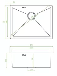 Fregadero Aquadesign de acero inoxidable color dorado PVD 50x40 para montaje bajo encimera, enrasado y sobre encimera 1208957698