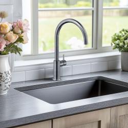 Fregadero Aquadesign gris plomo de acero inoxidable color antracita PVD 50x40 montaje bajo encimera, enrasado y sobre encimera 1208957702