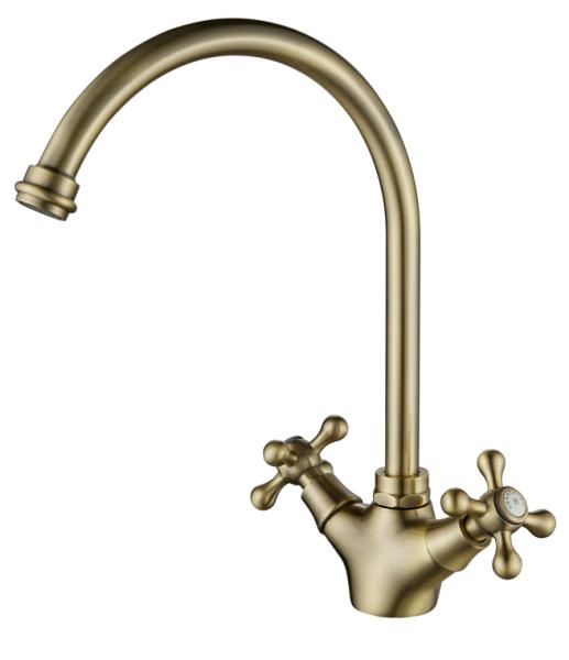 Grifo de cocina clásico AquaTrimo Windsor con caño redondo bronce 21WS7652B