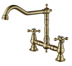 Grifo AquaTrimo Windsor de 2 agujeros nostalgic bridge grifo de cocina con caño acodado bronce 21WS7653BN