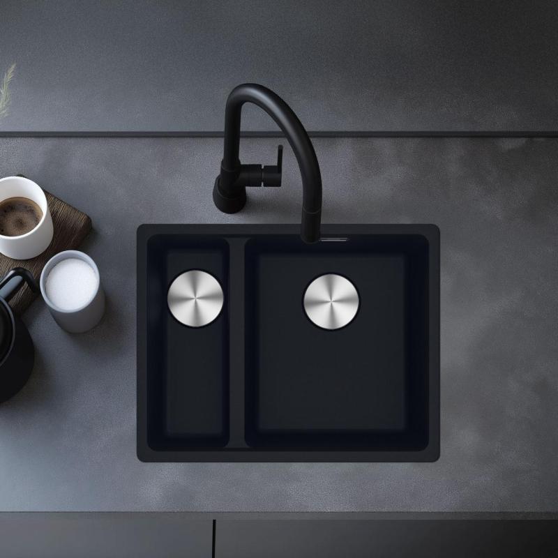 Franke Maris MRG 260-34-15 Fragranite Matt negro fregadero Izquierda montaje al ras