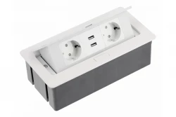 Multienchufe de cocina Indux Flip Medium, con toma de tierra tipo F para encimera o mueble alto blanco con 2 tomas y 2 cargadores USB 1208957847