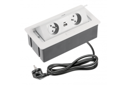 Multienchufe de cocina Indux Flip Medium con toma de tierra tipo E para encimera o mueble alto blanco con 2 tomas y 2 cargadores USB 1208957849