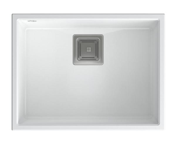 Fregadero para montaje bajo encimera de granito blanco Quadri Quadrangle 55x42cm 1208957884