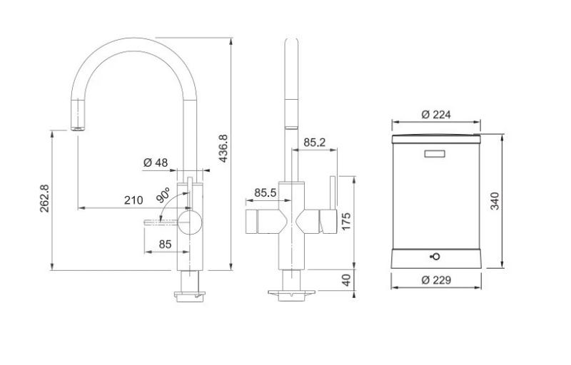 Franke Maris water hub caldera de 4L 3-1 con grifo electrónico de agua hirviendo Touch de acero inoxidable con conjunto mezclador de hub de agua 1208957943