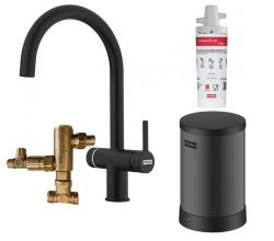 Franke Maris Water Hub caldera de 4L 3-en-1 con grifo de agua hirviendo electrónico táctil en negro mate con conjunto mezclador de waterhub 1208957949