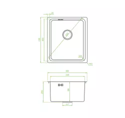 Fregadero Aquadesign R25 de acero para montaje sobre encimera, bajo encimera y enrasado gris plomo 34x40cm 1208958205