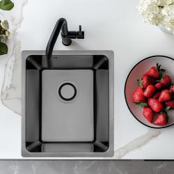 Fregadero Aquadesign R25 de acero para montaje sobre encimera, bajo encimera y enrasado gris plomo 34x40cm 1208958205