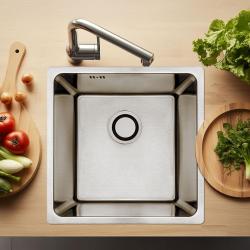 Fregadero Aquadesign R25 de acero inoxidable para montaje sobre encimera, bajo encimera y enrasado 40x40cm 1208958206