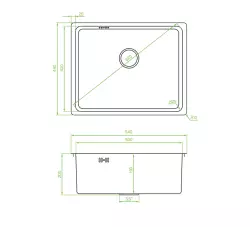 Fregadero Aquadesign R25 de acero sobre encimera, bajo encimera y enrasado gris plomo 50x40cm 1208958209 54x44cm 1208958209