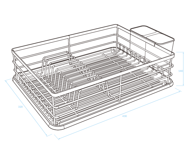 EPKA Dish escurridor de platos negro de acero 43x14x32cm 1208958246