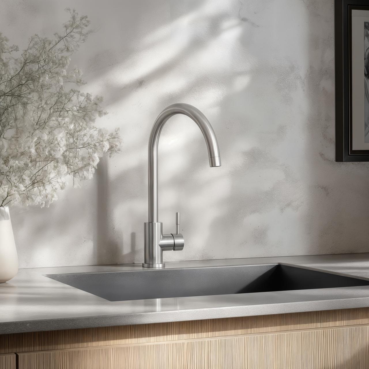 Grifo de cocina Ausmann Inox Round de caño giratorio totalmente de acero inoxidable 1208958308 - Productafbeelding 2