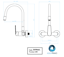 Aquatrimo Chopin grifo de pared con salida alta flexible negro mate 21CP8462SW