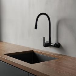Aquatrimo Chopin grifo de pared con salida alta flexible negro mate 21CP8462SW