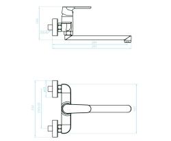 Aquatrimo Chopin grifo de cocina de pared monomando negro mate con caño de 297mm 21CP8469SW