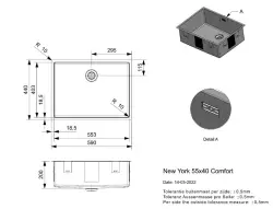 Fregadero Reginox New York de acero inoxidable 55x40 de montaje sobre encimera,bajo encimera y enrasado R36075