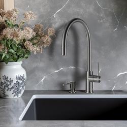 Grifo de cocina Lorreine Royal Aire Gunmetal antracita  con caño extraíble AIRE-GUNMETAL