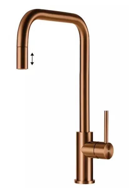 Grifo de cocina Lorreine Royal Spey Copper PVD cobre  en acero inoxidable con caño extraíble SPEY-COPPER