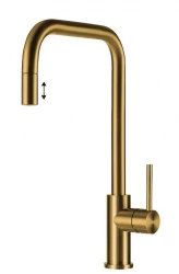 Grifo de cocina Lorreine Royal Spey Gold PVD dorado de acero inoxidable con caño extraíble ESPEY-GOLD