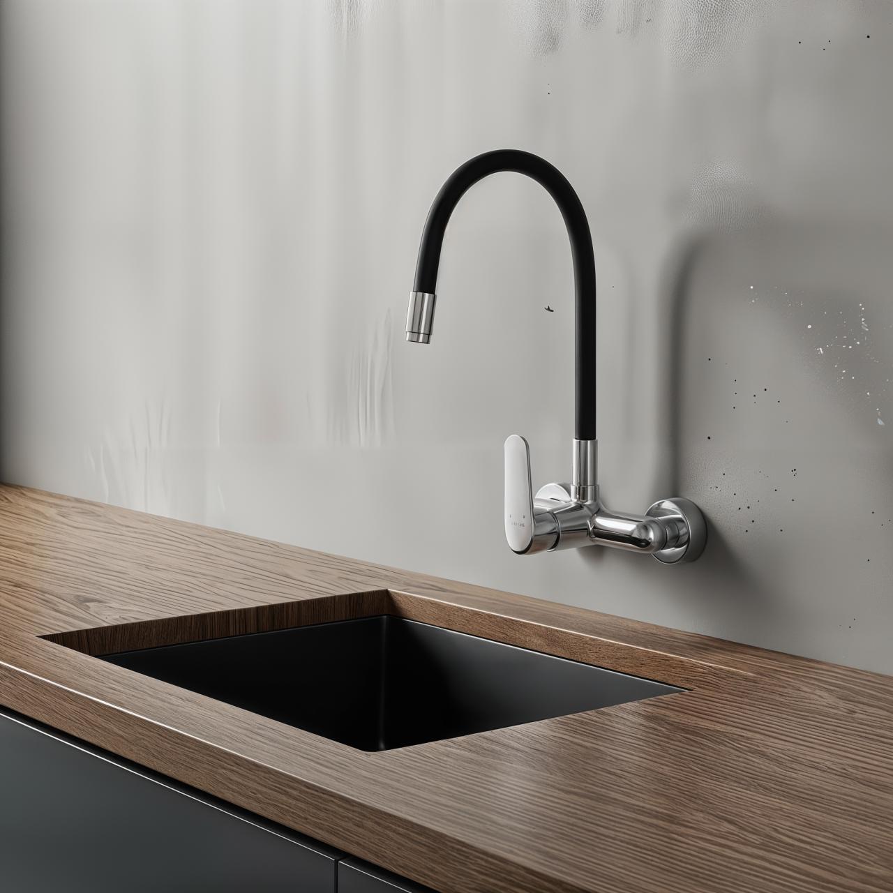 Aquatrimo Chopin grifo de pared cromado con salida flexible alta 21CP8462CM - Productafbeelding 2