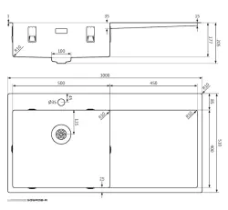 Fregadero Lorreine serie SP de acero inoxidable 100x51 cm con orificio para grifo de banco 50SPDB-R