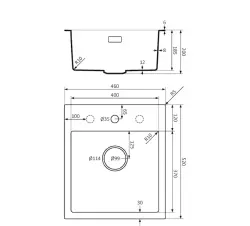 Fregadero Lorreine serie BQ 46x52cm sobreencimera negro con tapón de acero inoxidable 40BQ37TH-T-INOX