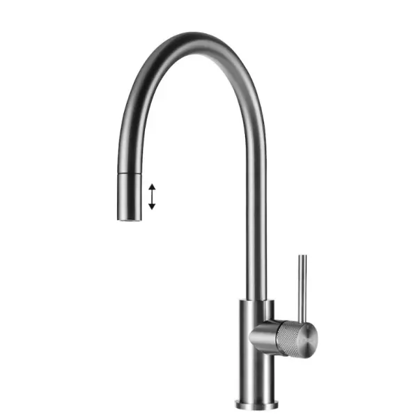 Grifo de cocina Lorreine Aire Luxx completamente de acero inoxidable con caño extraíble y giratorio AIRE-XX