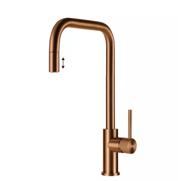 Grifo de cocina Lorreine Royal Spey Copper PVD color cobre en acero inoxidable con caño extraíble SPEY-COPPER-XX