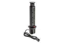 Cable alargador de encastre para escritorio de 60 mm, 3 enchufes UK (negro) VERSIÓN EN INGLÉS 1208958626