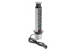 Cable alargador de encastre para escritorio de 60 mm, 3 enchufes UK (plateado) VERSIÓN EN INGLÉS 1208958627