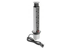 Cable alargador de encastre para escritorio de 60 mm, 3 enchufes UK, 2 USB 2,1 A 5 V (plateado) VERSIÓN EN INGLÉS 1208958629