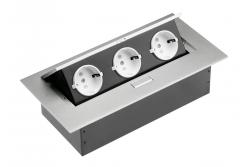 Cable de extensión de escritorio 3x enchufe schuko, sin cable, aluminio 1208958667