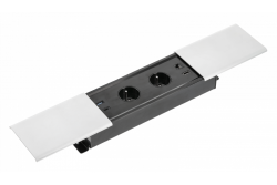 Cable de extensión empotrado para escritorio PRESTINO, 2x enchufe francés, USB A+C, RJ45, HDMI, cable de 1.5m, plateado 1208958675