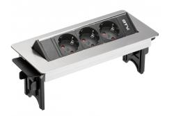 Cable alargador de escritorio sin caja, 3 tomas Schuko, cable de alimentación de 1,5 m con enchufe de acero inoxidable 1208958679