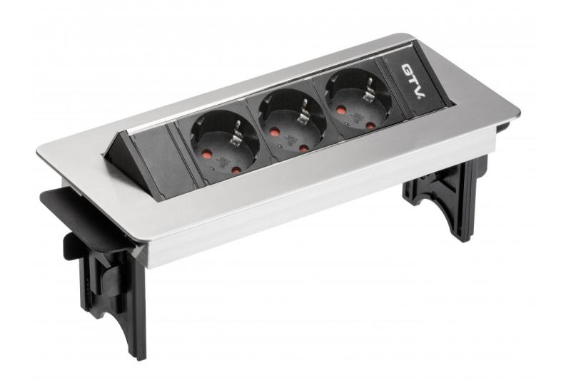 Cable alargador de escritorio sin caja, 3 tomas Schuko, cable de alimentación de 1,5 m con enchufe de acero inoxidable 1208958679