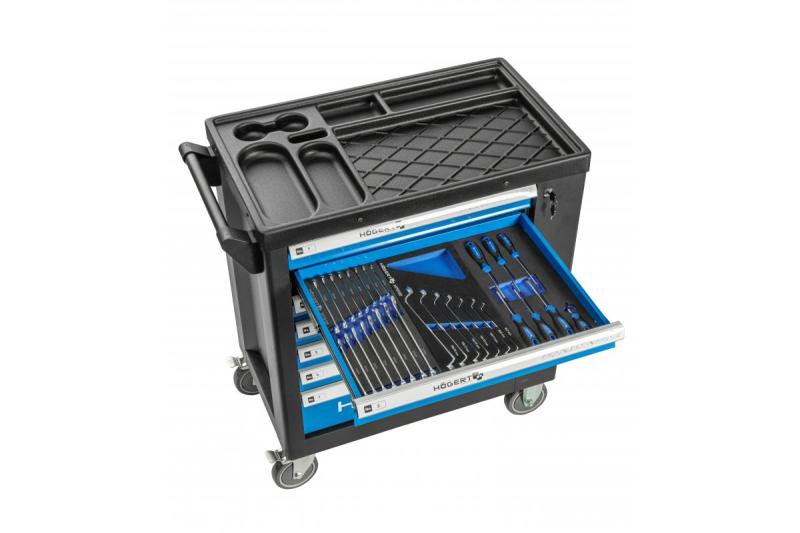 Hoegert Gabinete de herramientas de 7 cajones con una puerta lateral con accesorios 544 piezas. 1208962010