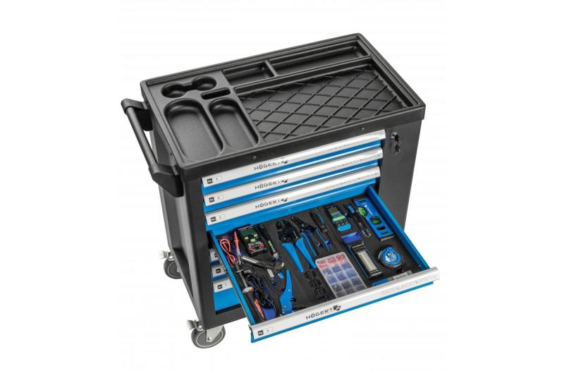 Hoegert Gabinete de herramientas de 7 cajones con una puerta lateral con accesorios 544 piezas. 1208962010