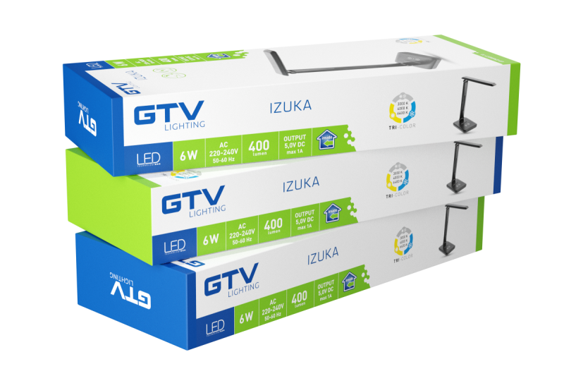 Decor Lámpara de escritorio LED IZUKA 6W 400lm AC220-240V 50/60Hz CCT cargador inductivo negro. 1208962497