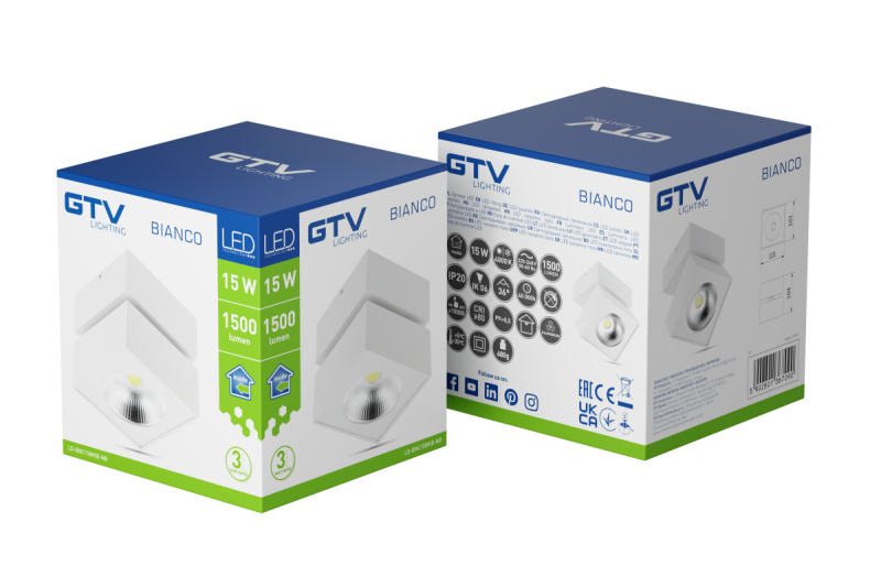 Decor Luminaria LED BLANCO 15W 1500lm AC220-240V 50/60 Hz PF> 0.5 Ra≥80 IP20 IK06.36 ° 4000K cuadrado blanco. 1208962665