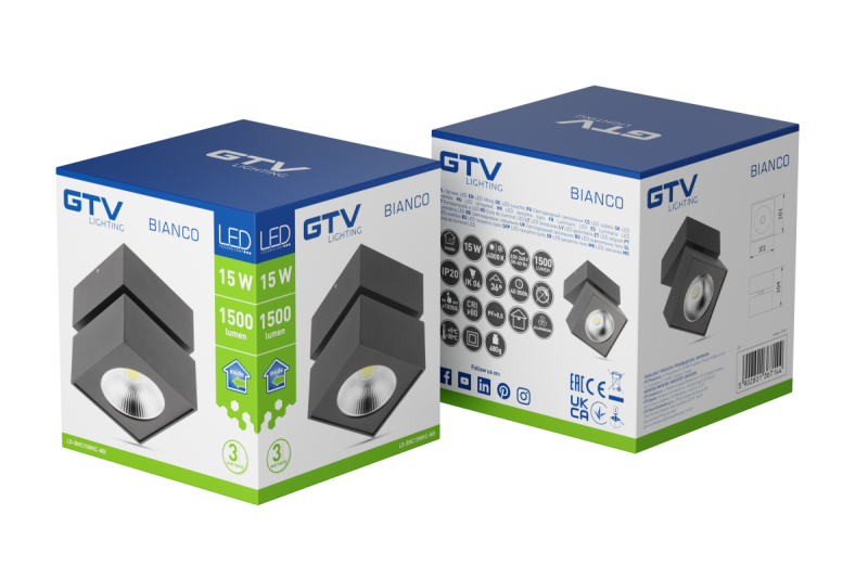 Decor Luminaria LED BLANCO 15W 1500lm AC220-240V 50/60 Hz PF> 0.5 Ra≥80 IP20 IK06.36 ° 4000K cuadrada negra 1208962666