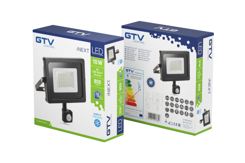 Foco INEXT LED con sensor de movimiento, 10W, 800lm, AC220-240V, 50/60 Hz, PF> 0.9, RA> 80, IP65, 120 1208962858