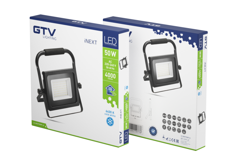 Proyector LED iNEXT (portátil) 50 W 4000 lm, PF > 0,9, RA > 80, IP65, 120°, 6400 K, cuerpo negro 1208962863