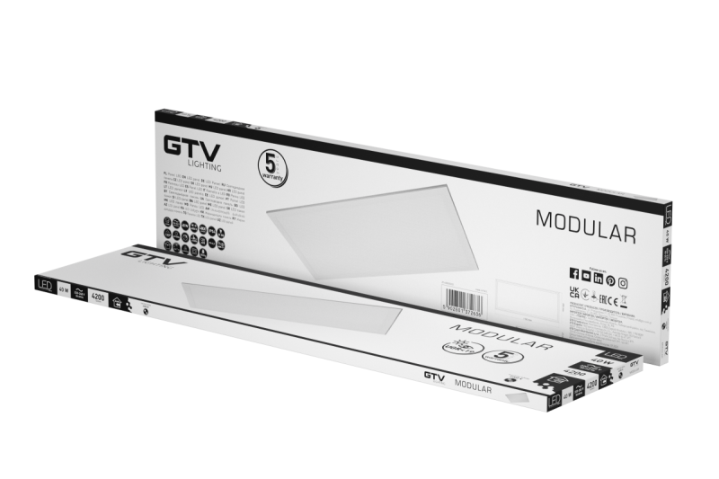 Luminaria LED MODULAR, placa trasera, 120x30cm, 4000K, 40W, 4200lm, AC220-240V, PF>0,9, IP54, 5y, UGR<19 1208962998