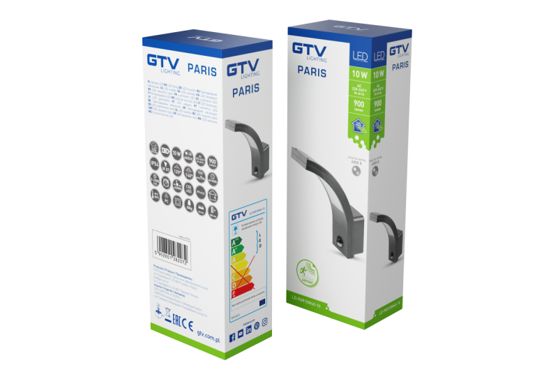 Decor Luminaria PARIS LED con sensor de movimiento 10W 900lm IP54 AC220-240V 50/60Hz 140° 9m 4000K negro 1208963096