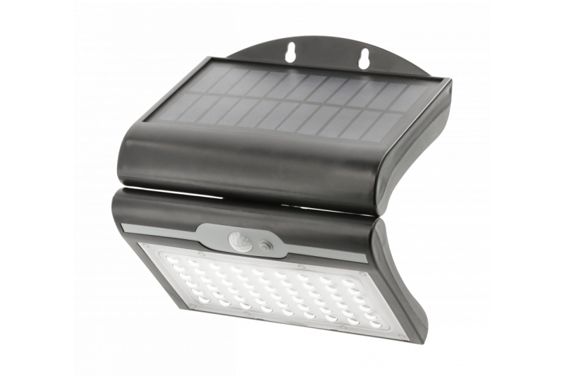 RAMOS Solar Facade Luminaria con Sensor de Movimiento/Anochecer, 50W, 300lm, 3,7V 1800mAh, IP44, 6000K, Negro 1208963115