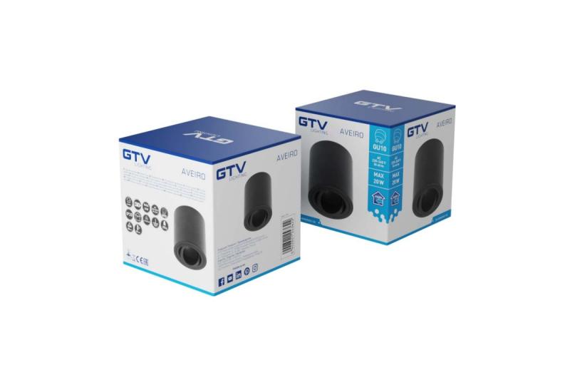 Decor Luminaria de techo AVEIRO de aluminio 80x85mm IP20 máx. 20W redonda negra. 1208963830