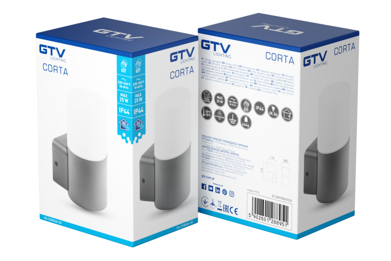 Decor Luminaria de jardín CORTA-AU E27 MAX.25W IP44 AC220-240V 50-60Hz lámpara de pared recta superior antracita. 1208963857