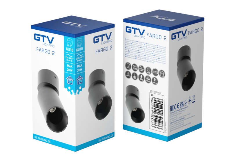 Decor Luminaria de techo FARGO 2 de aluminio 70x166mm IP20 máx. 20W redonda negra. 1208963880